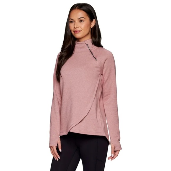 RBX zip up sweater fuzzy blush pink size small - Picture 2 of 12